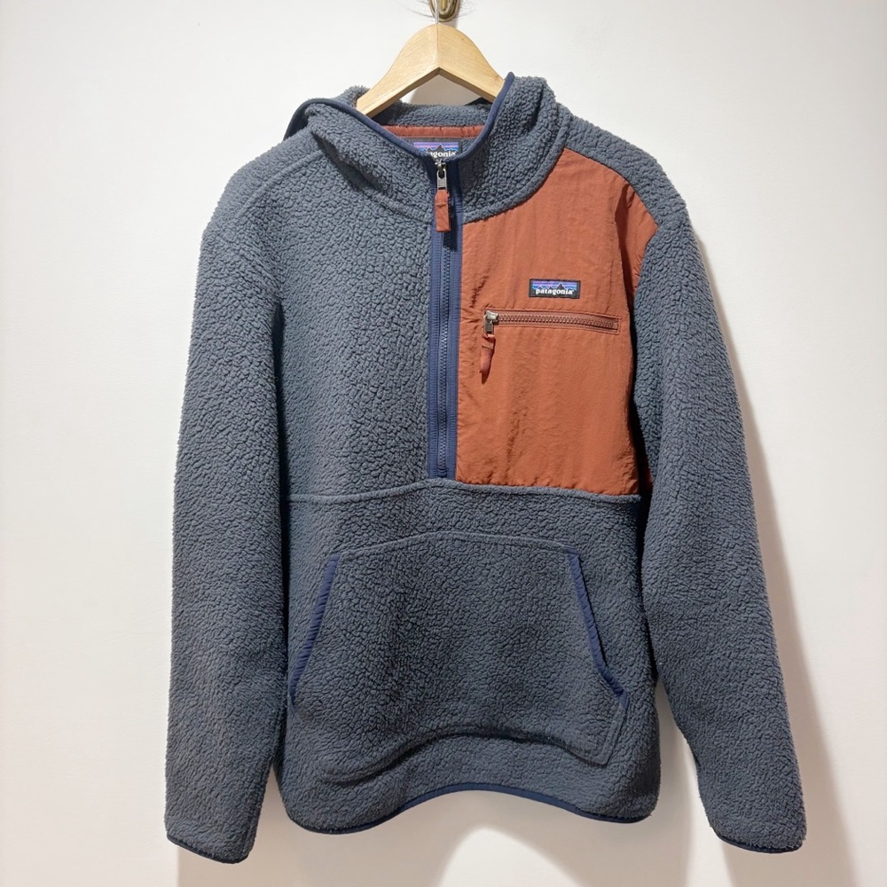 Patagonia Men's Retro Pile Pullover Smolder Blue Size Medium Shearling Fleece